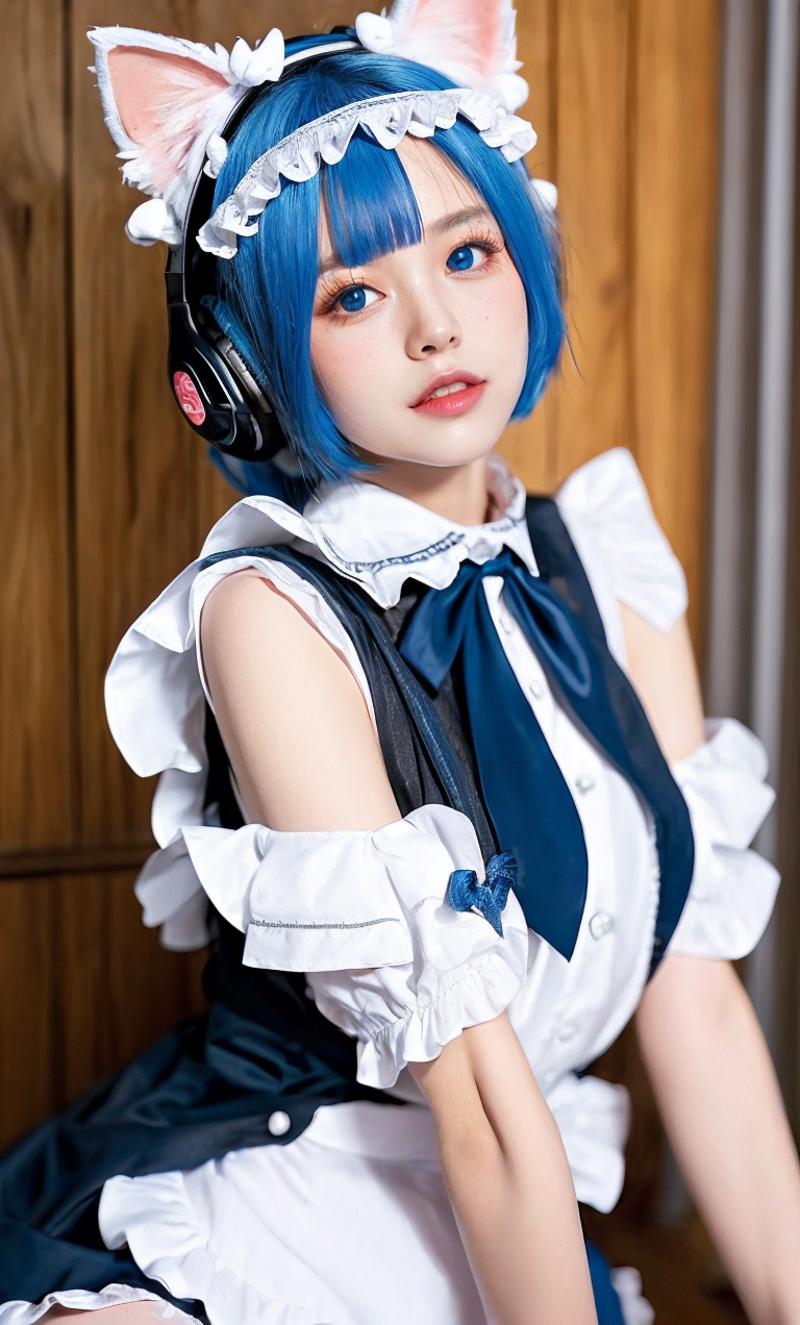 43188914-4264662712-((masterpiece)), ((best quality)), 8k, high detailed, ultra-detailed,1girl, rem _(re_zero_), solo, roswaal mansion maid uniform,.png